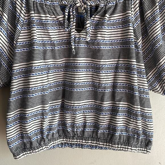 Madewell Jacquard Keyhole Crop Top in Stripe Tranquil Ocean - Picture 7 of 15